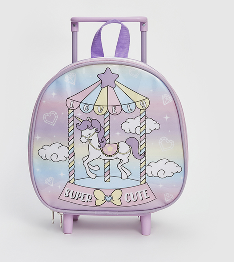 Unicorn Printed Trolley Backpack