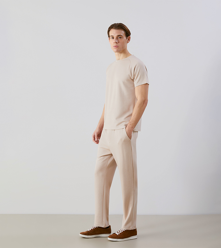 Solid Elastic Waist Sweatpants
