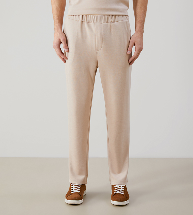 Solid Elastic Waist Sweatpants