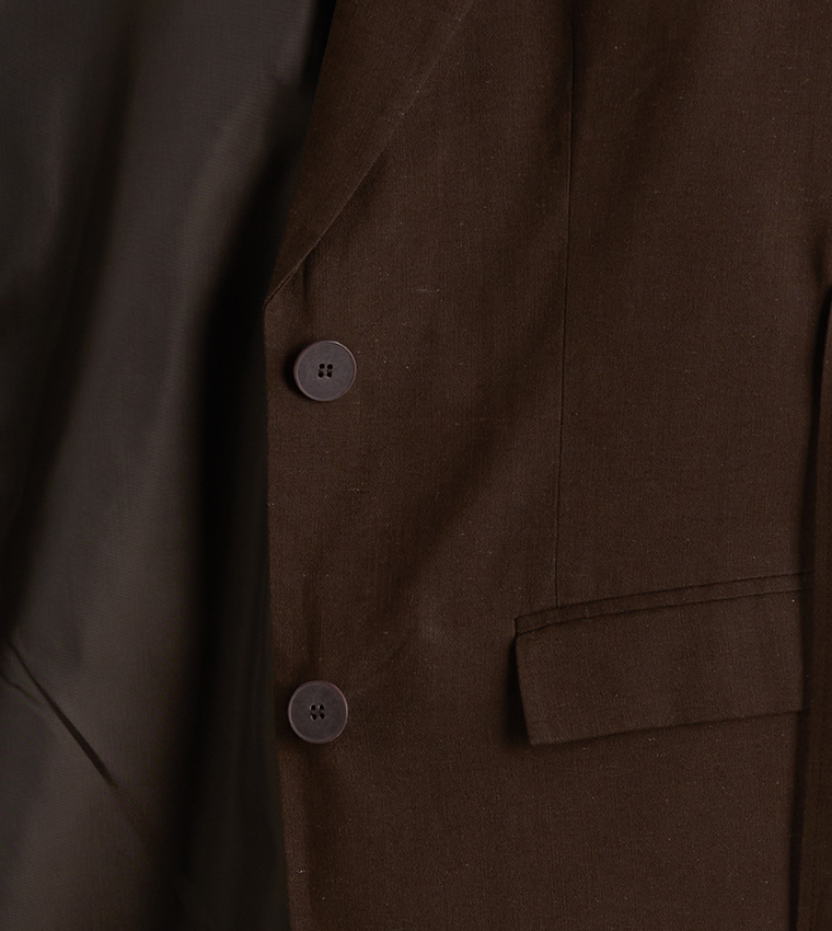 Belted Linen Blend Blazer
