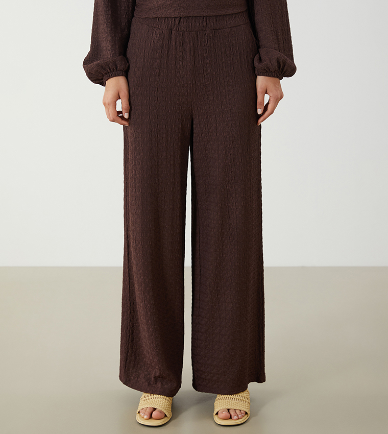 Textured Wide Leg Trousers
