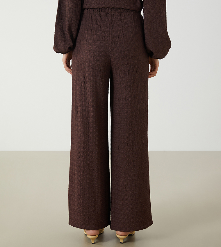 Textured Wide Leg Trousers