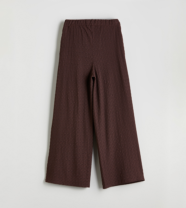 Textured Wide Leg Trousers