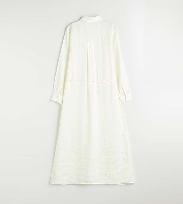 Belted Long Sleeves Midi Dress