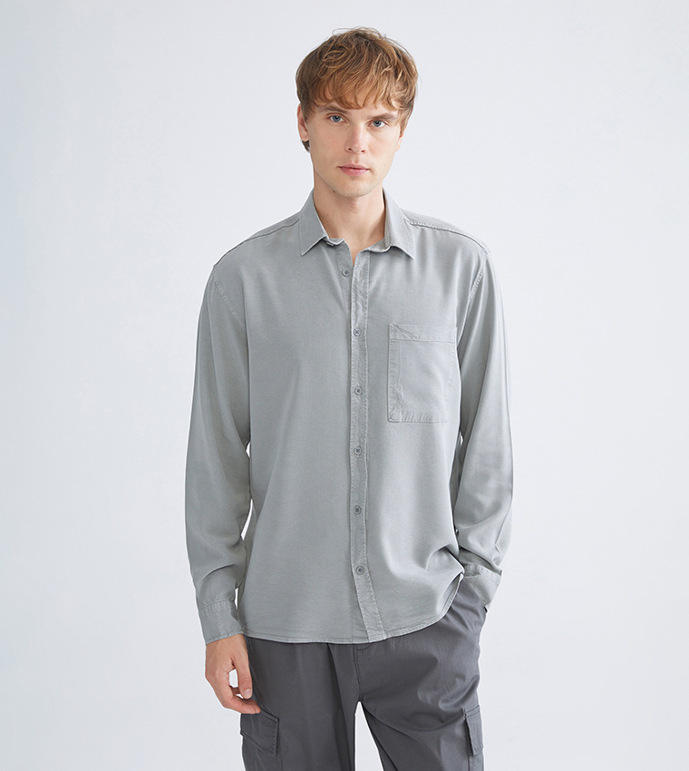 Regular Fit Long Sleeves Gabardine Shirt