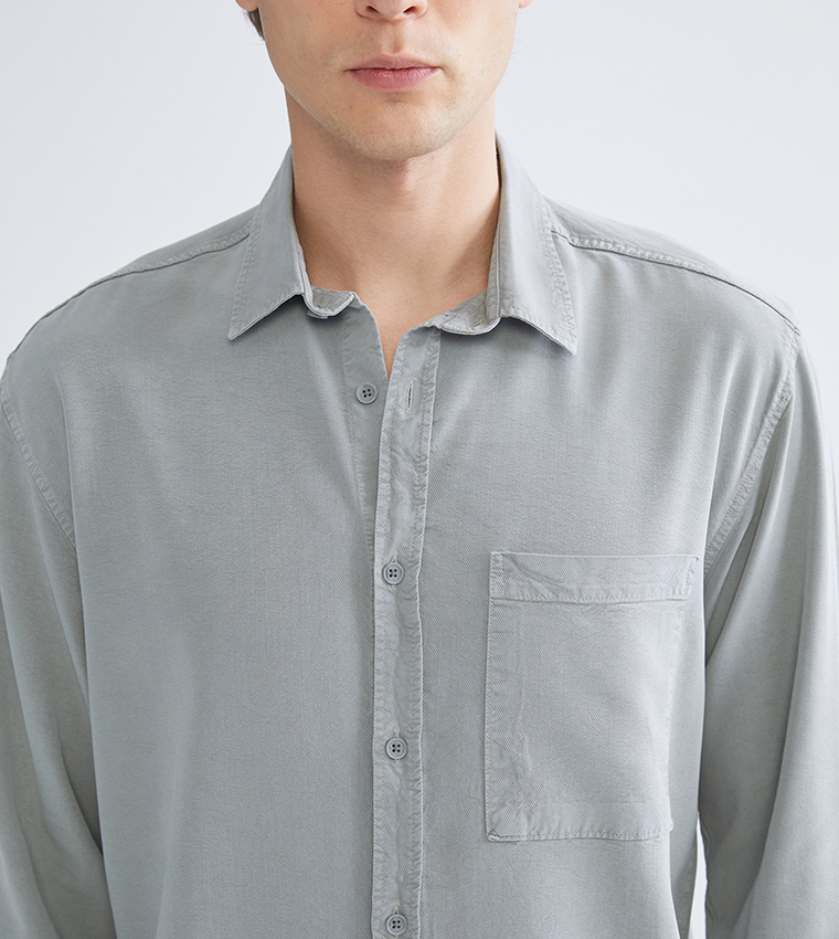 Regular Fit Long Sleeves Gabardine Shirt