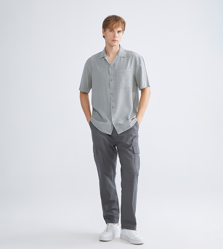 Regular Fit Short Sleeves Gabardine Shirt