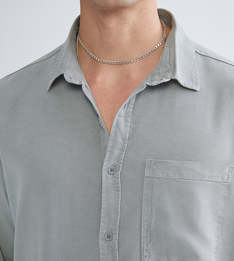 Regular Fit Short Sleeves Gabardine Shirt