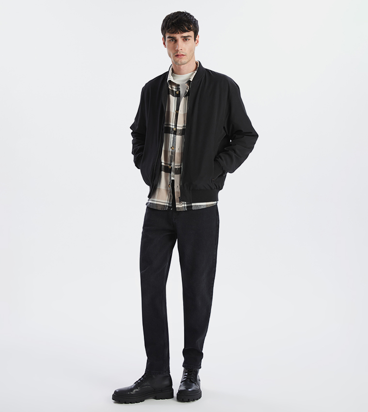 Solid Standard Fit College Collar Jacket