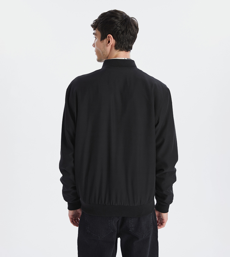 Solid Standard Fit College Collar Jacket