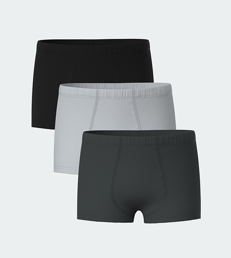 3-Pack Solid Elastic Waist Trunks
