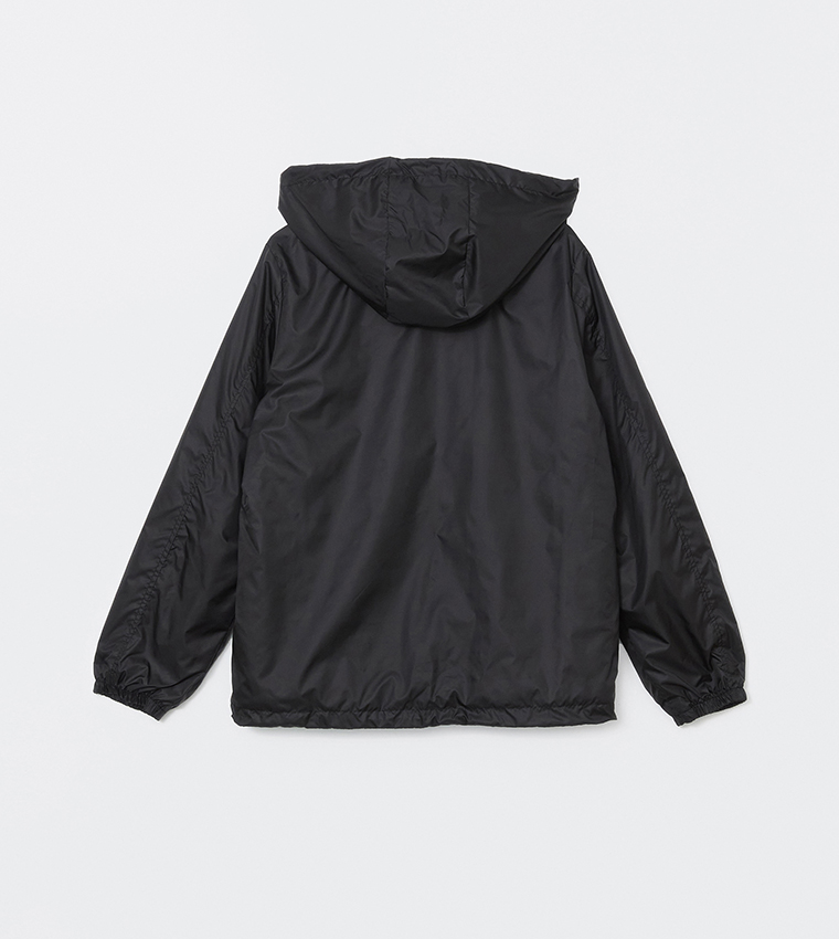 Solid Long Sleeves Hooded Raincoat