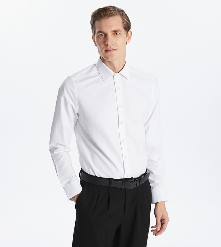 Slim Fit Long Sleeves Poplin Shirt