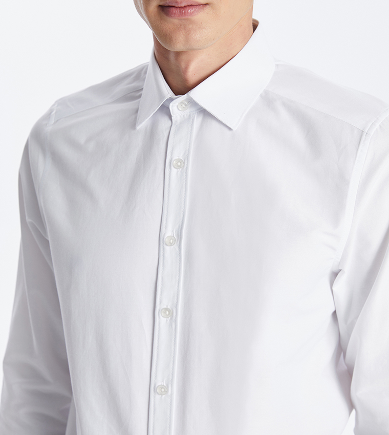 Slim Fit Long Sleeves Poplin Shirt