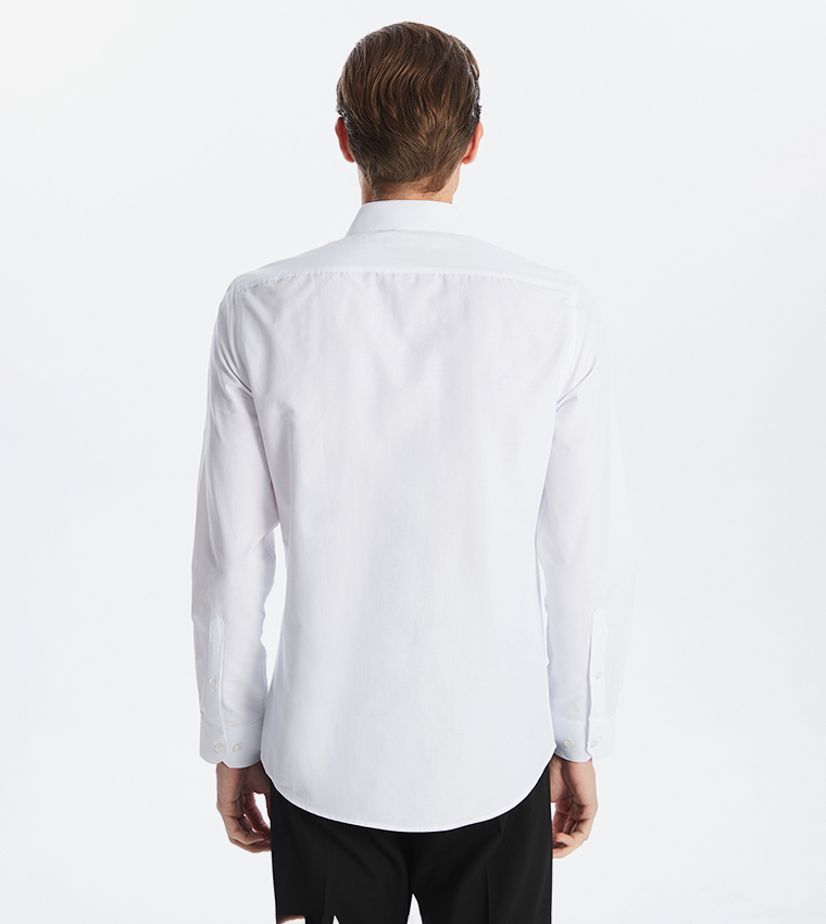 Solid Slim Fit Long Sleeves Poplin Shirt
