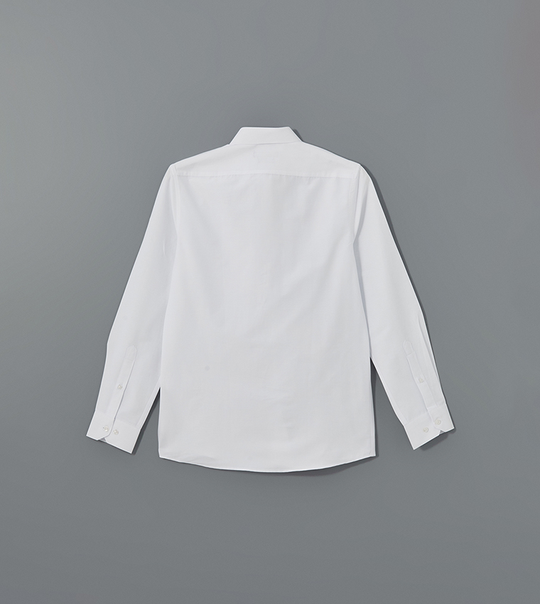 Solid Slim Fit Long Sleeves Poplin Shirt