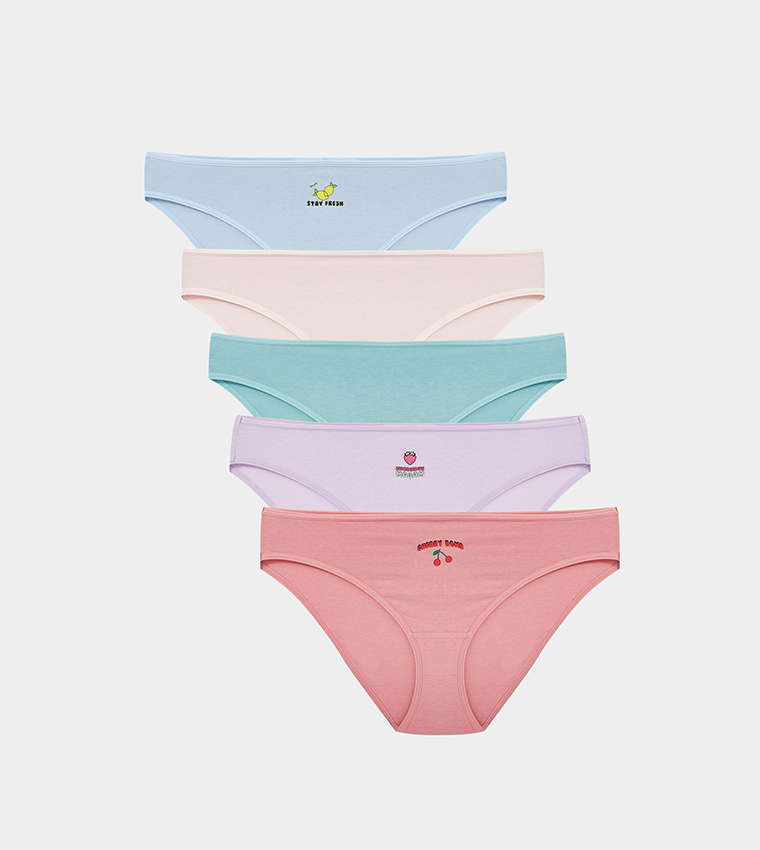 سروال بيكيني بطبعة - 5 قطع