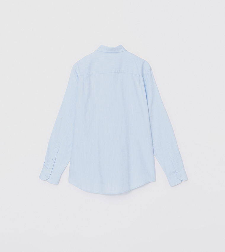 Solid Long Sleeves Linen Blend Formal Shirt