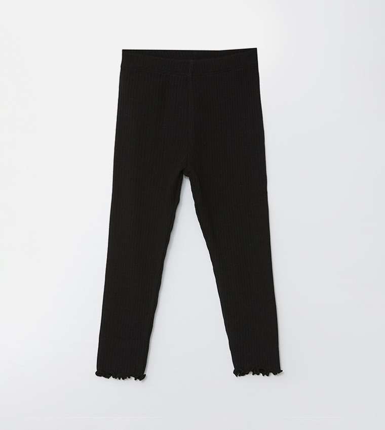 Ribbed Elastic Waistband Leggings