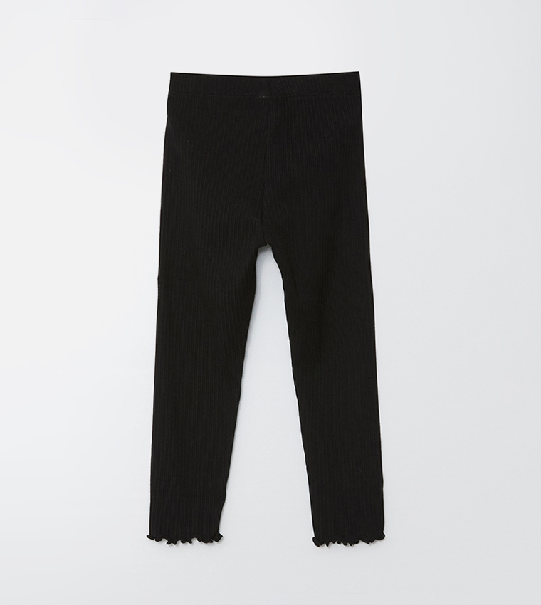 Ribbed Elastic Waistband Leggings