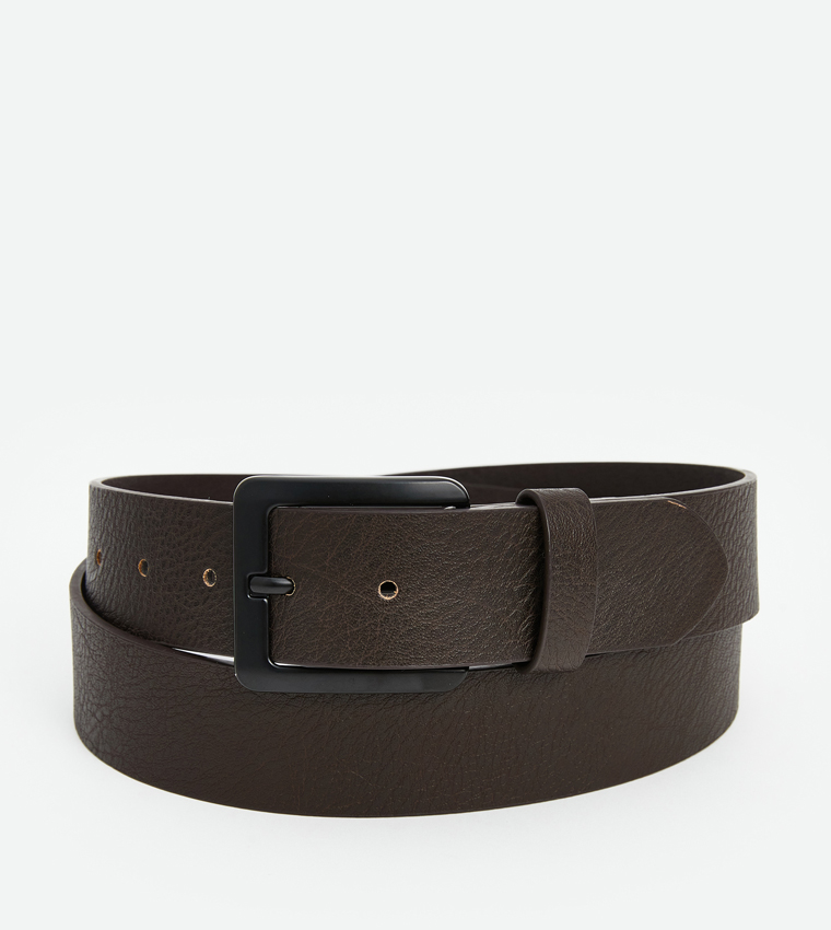 Pack of 2 Faux Leather Buckle Belts
