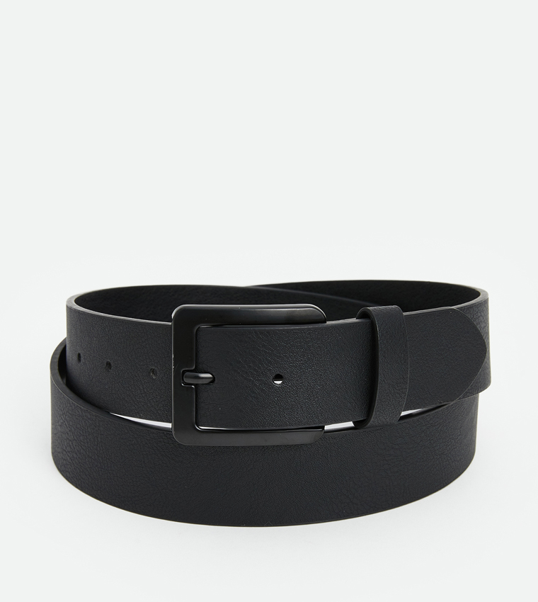 Pack of 2 Faux Leather Buckle Belts