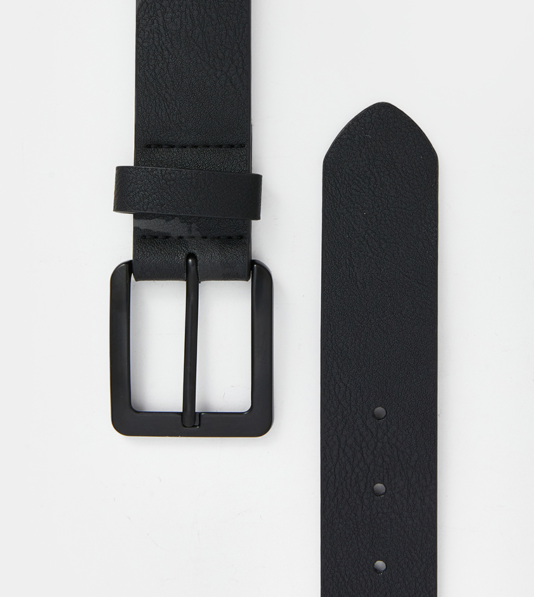 Pack of 2 Faux Leather Buckle Belts