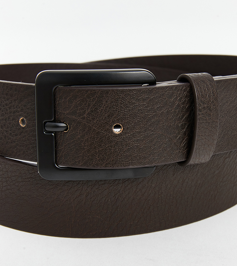 Pack of 2 Faux Leather Buckle Belts