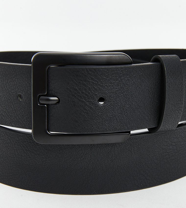 Pack of 2 Faux Leather Buckle Belts