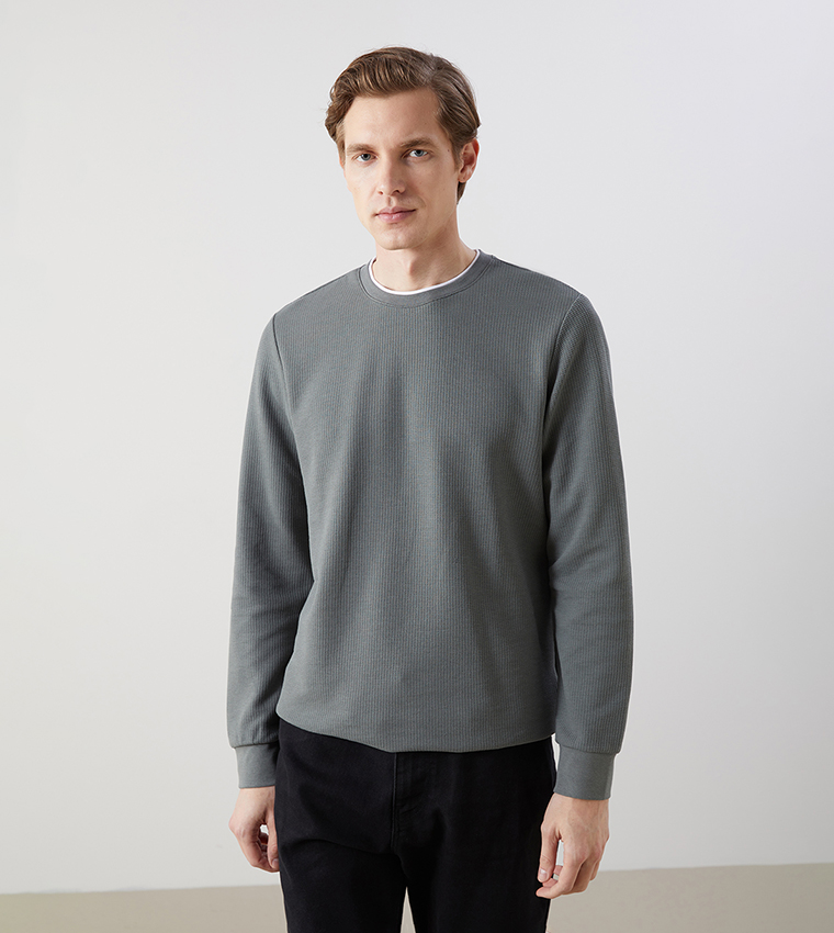Textured Long Sleeves Sweatshirt