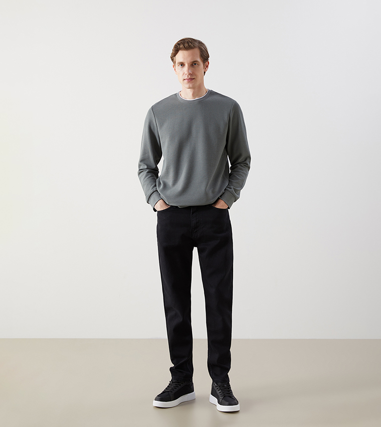 Textured Long Sleeves Sweatshirt