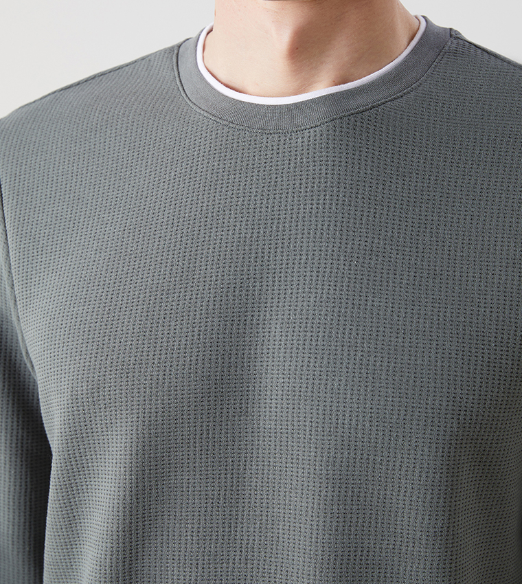 Textured Long Sleeves Sweatshirt
