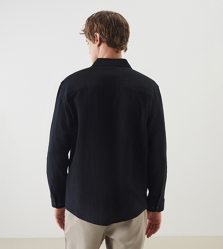 Solid Long Sleeves Relaxed Fit Shirt