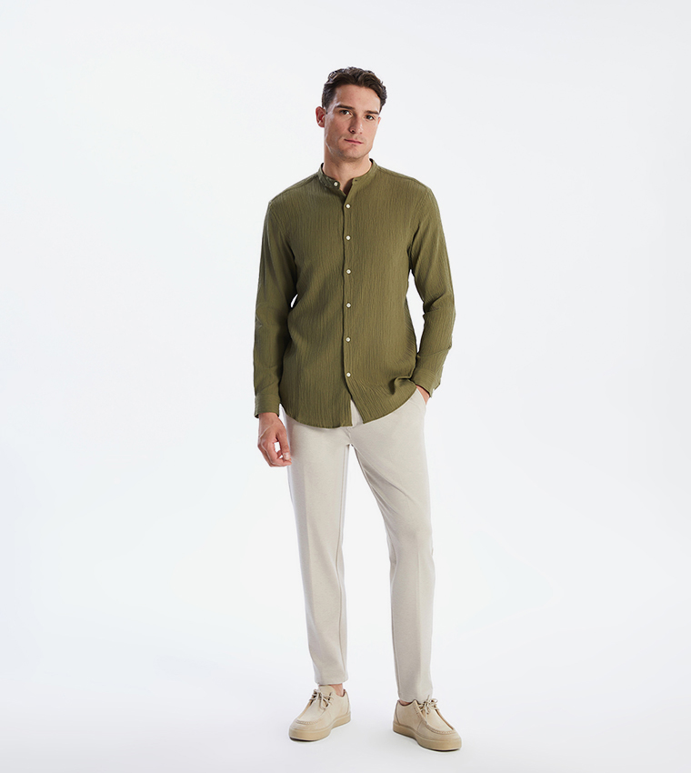 Textured Long Sleeves Casual Shirt