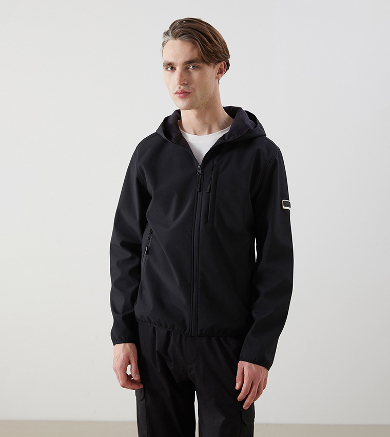 Solid Zip-Through Hooded Jacket