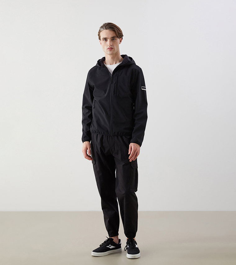 Solid Zip-Through Hooded Jacket