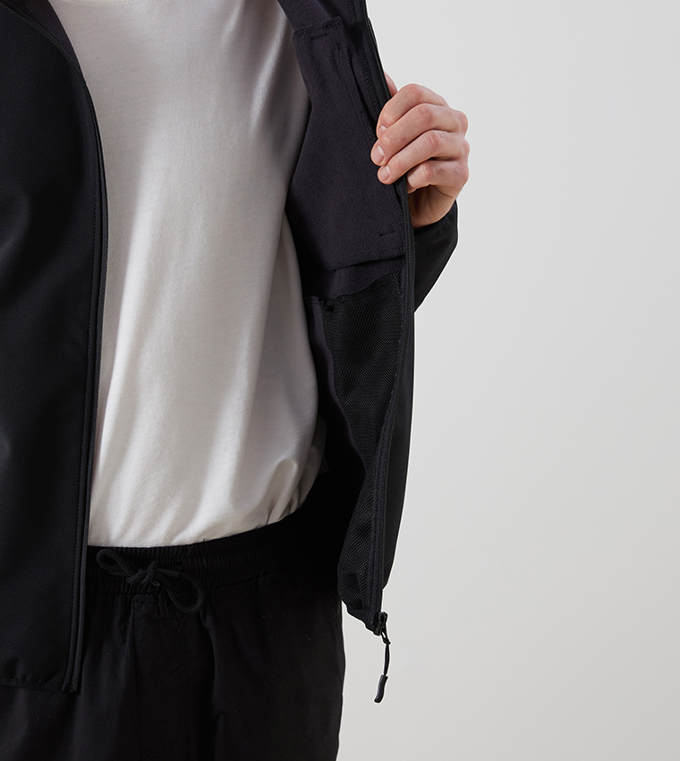 Solid Zip-Through Hooded Jacket