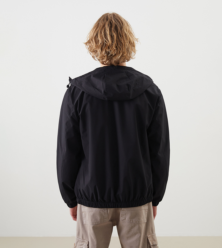 Solid Regular Fit Hooded Raincoat