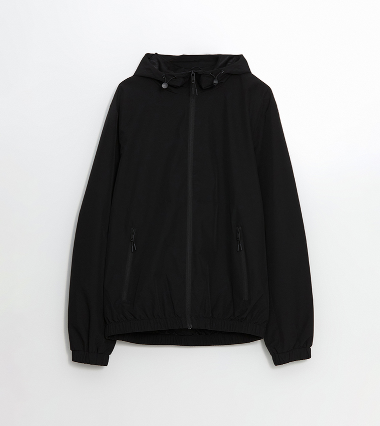 Solid Regular Fit Hooded Raincoat