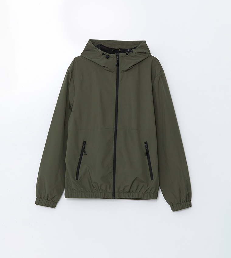Solid Regular Fit Hooded Raincoat