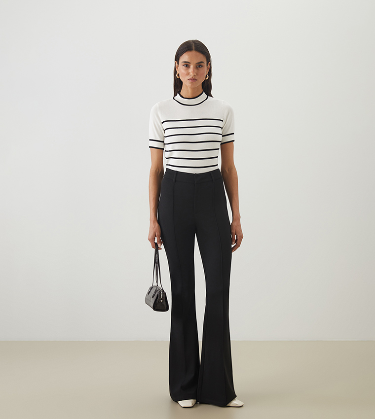 بنطال منسوج واسع سادة 