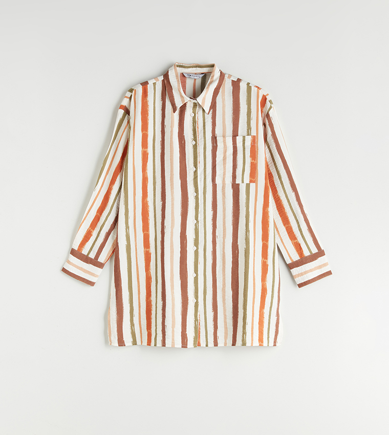 Striped Long Sleeves Tunic Shirt