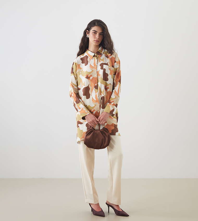 Printed Long Sleeves Tunic Shirt