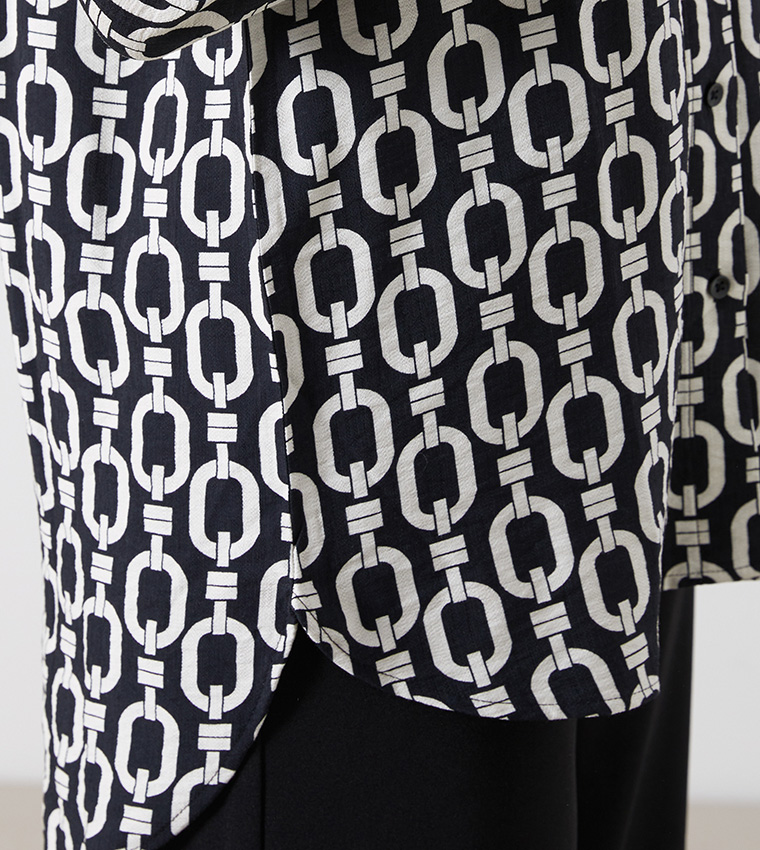 Patterned Long Sleeves Tunic Shirt