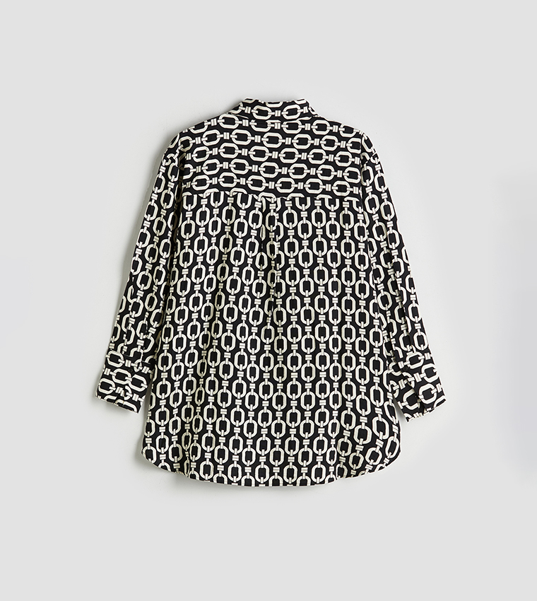 Patterned Long Sleeves Tunic Shirt