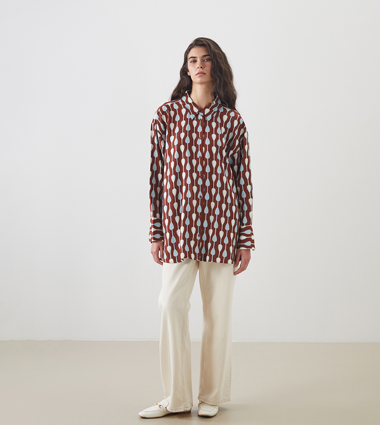 Patterned Long Sleeves Tunic Shirt