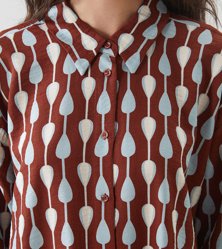Patterned Long Sleeves Tunic Shirt