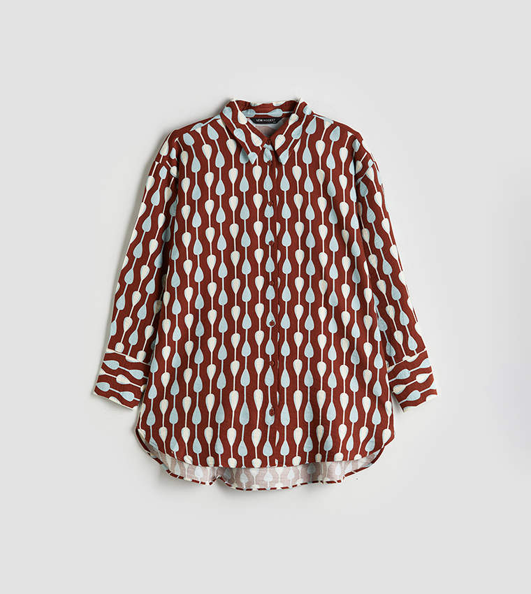 Patterned Long Sleeves Tunic Shirt