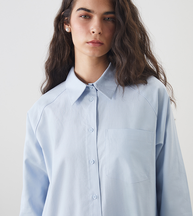 Solid Oversized Poplin Tunic Shirt