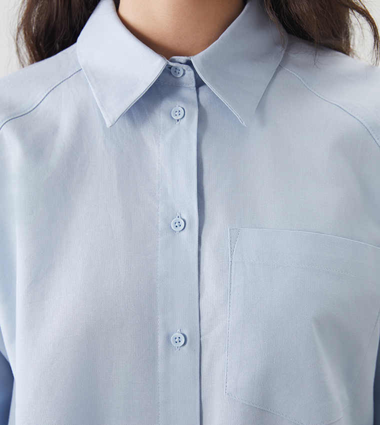 Solid Oversized Poplin Tunic Shirt